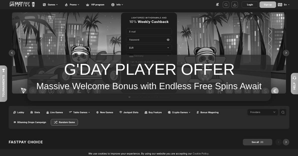 Fastpay Casino Bonus - Claim AU$2000 + 150 Free Spins